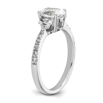 14K White Gold 3 Stone Half Moon/Oval Semi Mount Including 2 Moon Side Stones Dia Ring