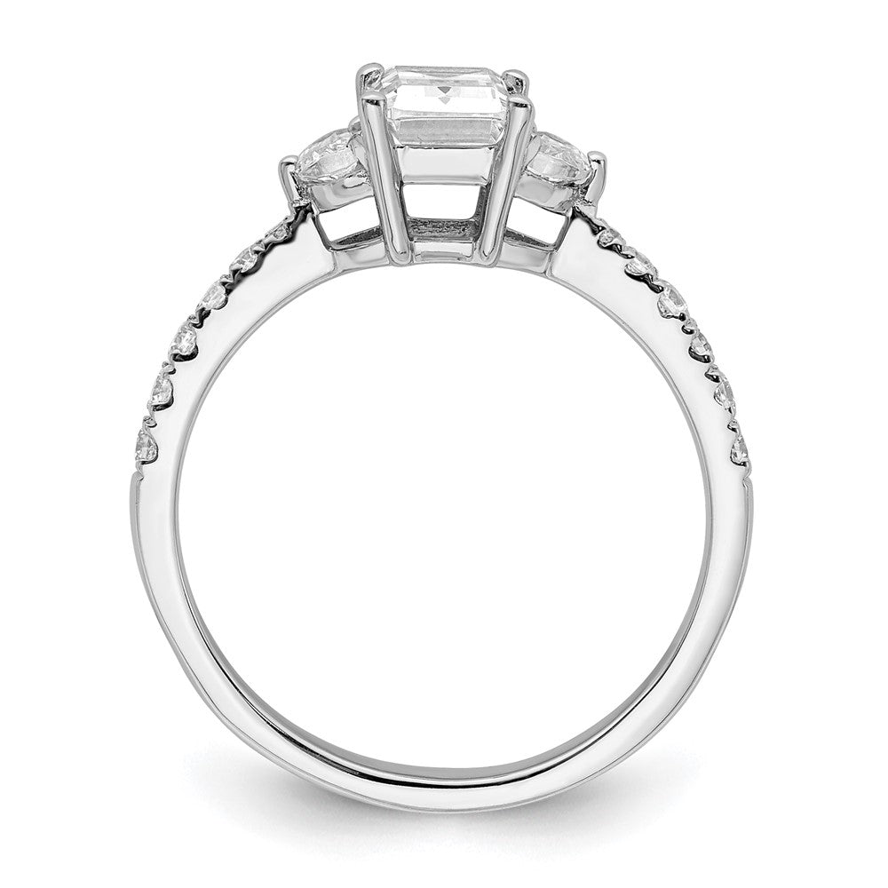14K White Gold 3 Stone Half Moon/Emerald Semi Mount Including 2 Moon Side Stones Dia Ring