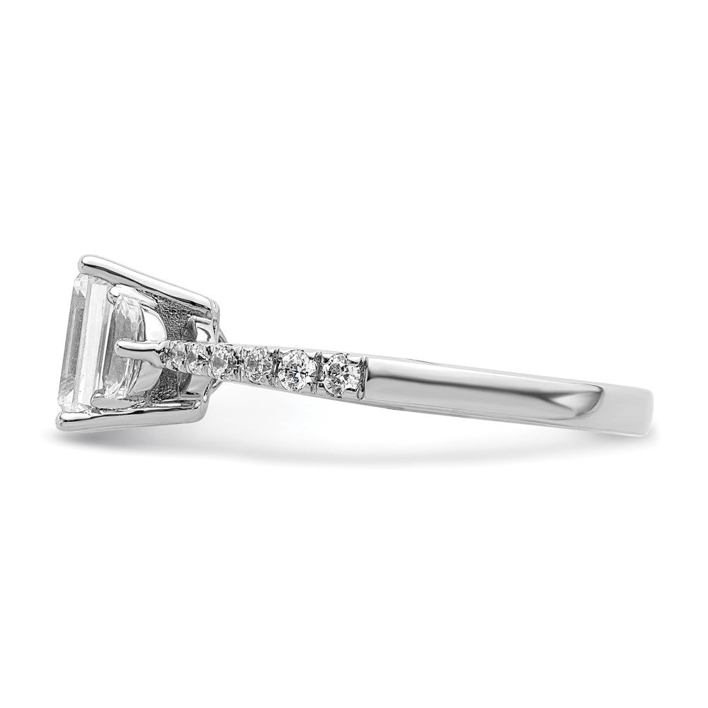 14K White Gold 3 Stone Half Moon/Emerald Semi Mount Including 2 Moon Side Stones Dia Ring