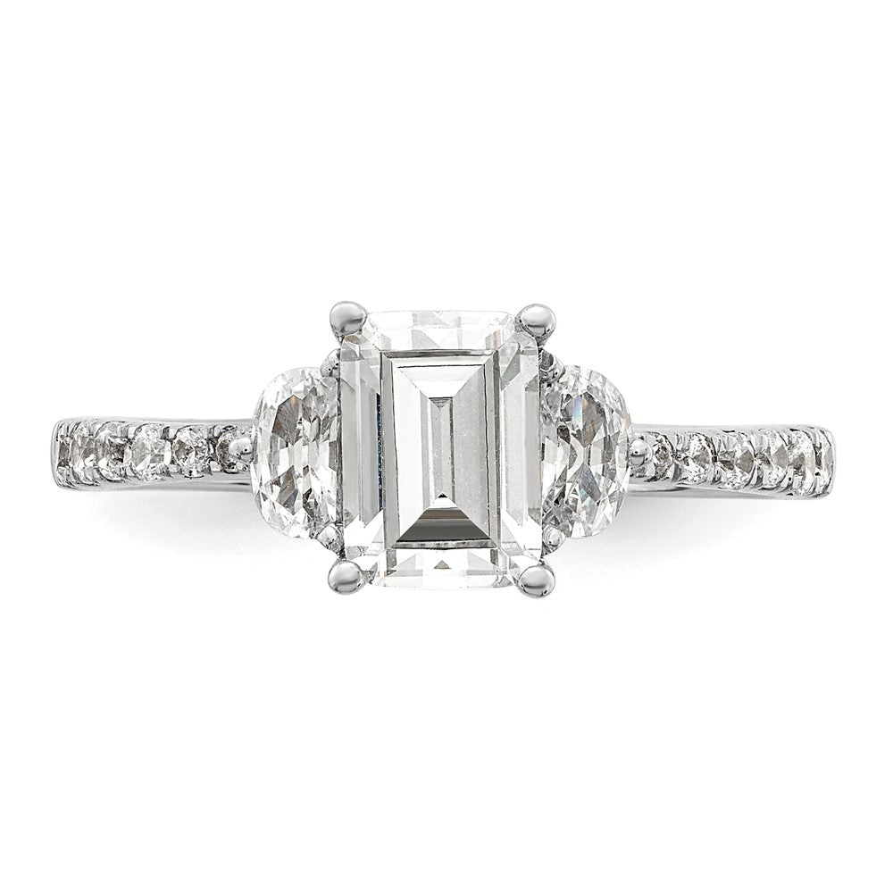 14K White Gold 3 Stone Half Moon/Emerald Semi Mount Including 2 Moon Side Stones Dia Ring