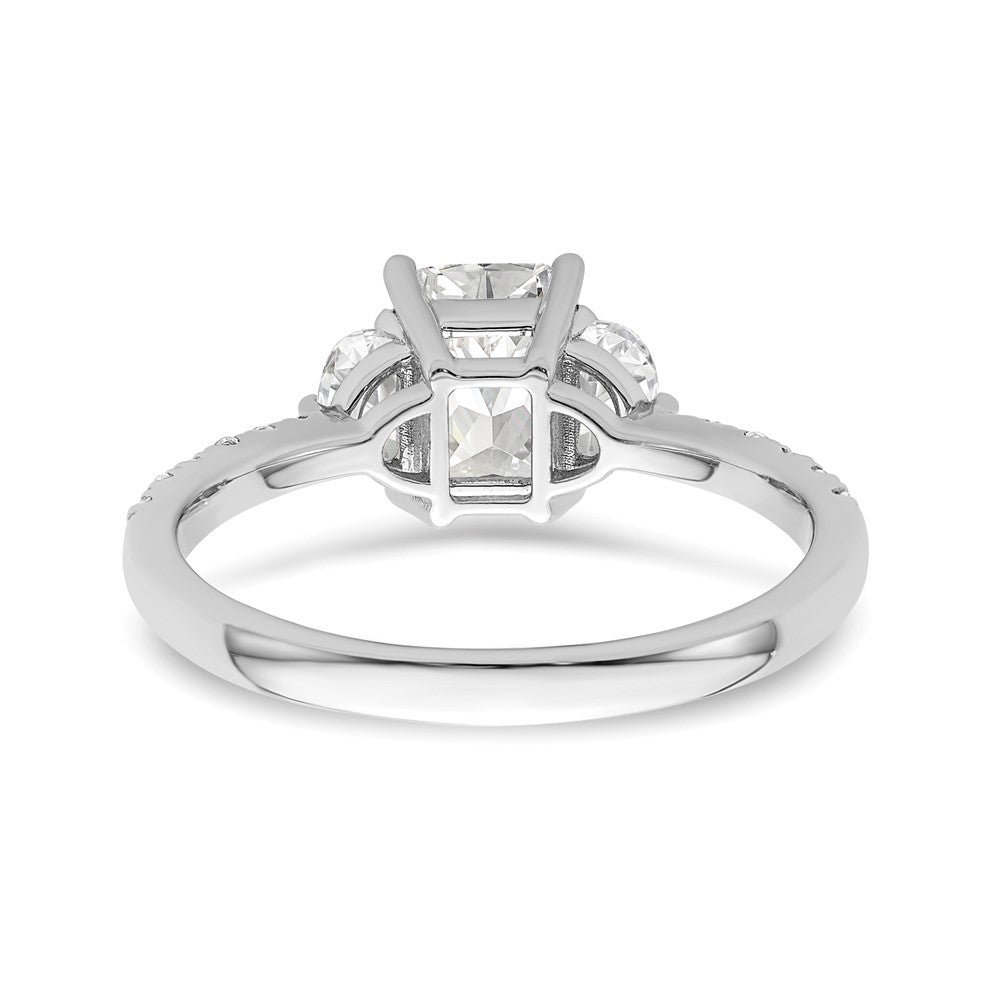 14K White Gold 3 Stone Half Moon/Emerald Semi Mount Including 2 Moon Side Stones Dia Ring