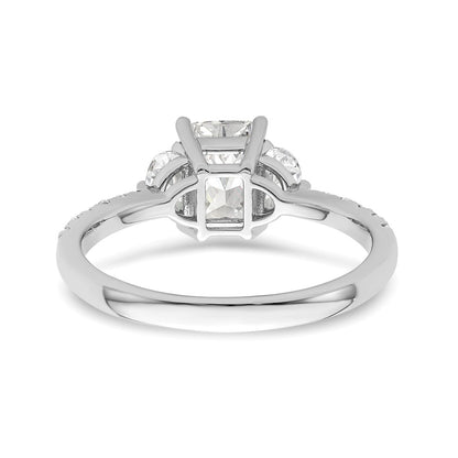 14K White Gold 3 Stone Half Moon/Emerald Semi Mount Including 2 Moon Side Stones Dia Ring