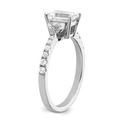 14K White Gold 3 Stone Half Moon/Emerald Semi Mount Including 2 Moon Side Stones Dia Ring