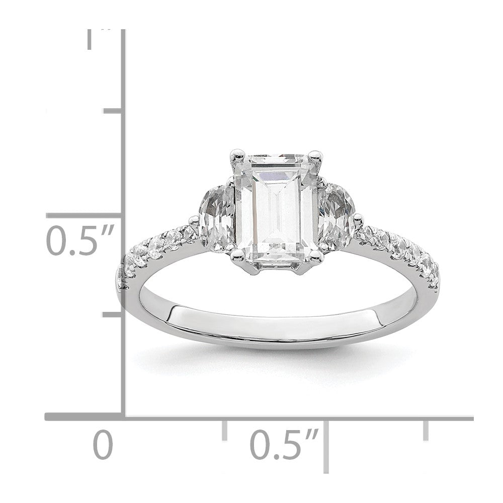 14K White Gold 3 Stone Half Moon/Emerald Semi Mount Including 2 Moon Side Stones Dia Ring