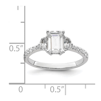 14K White Gold 3 Stone Half Moon/Emerald Semi Mount Including 2 Moon Side Stones Dia Ring