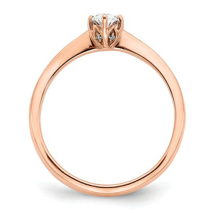 14K Rose Gold (Holds 1/2 Carat (6X4mm) Oval) 6 Prong With .01 Diamond Leaf Design Semi Mount Engagement Ring