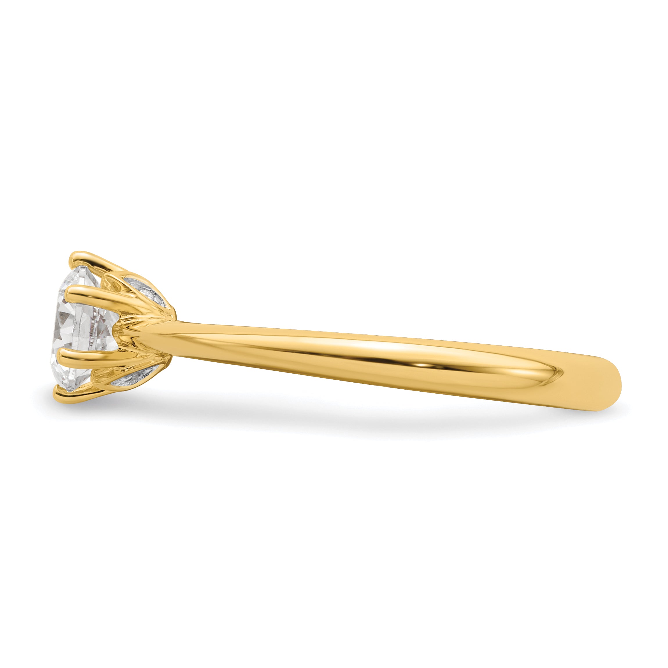 14K Yellow Gold (Holds 1/2 Carat (5.20 mm) Round) 4 Prong With .01 Diamond Leaf Design Semi Mount Engagement Ring