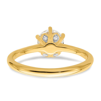 14K Yellow Gold (Holds 1 carat (6.50 mm) Round) 6-Prong with .02 carat Diamond Leaf Design Semi-Mount Engagement Ring