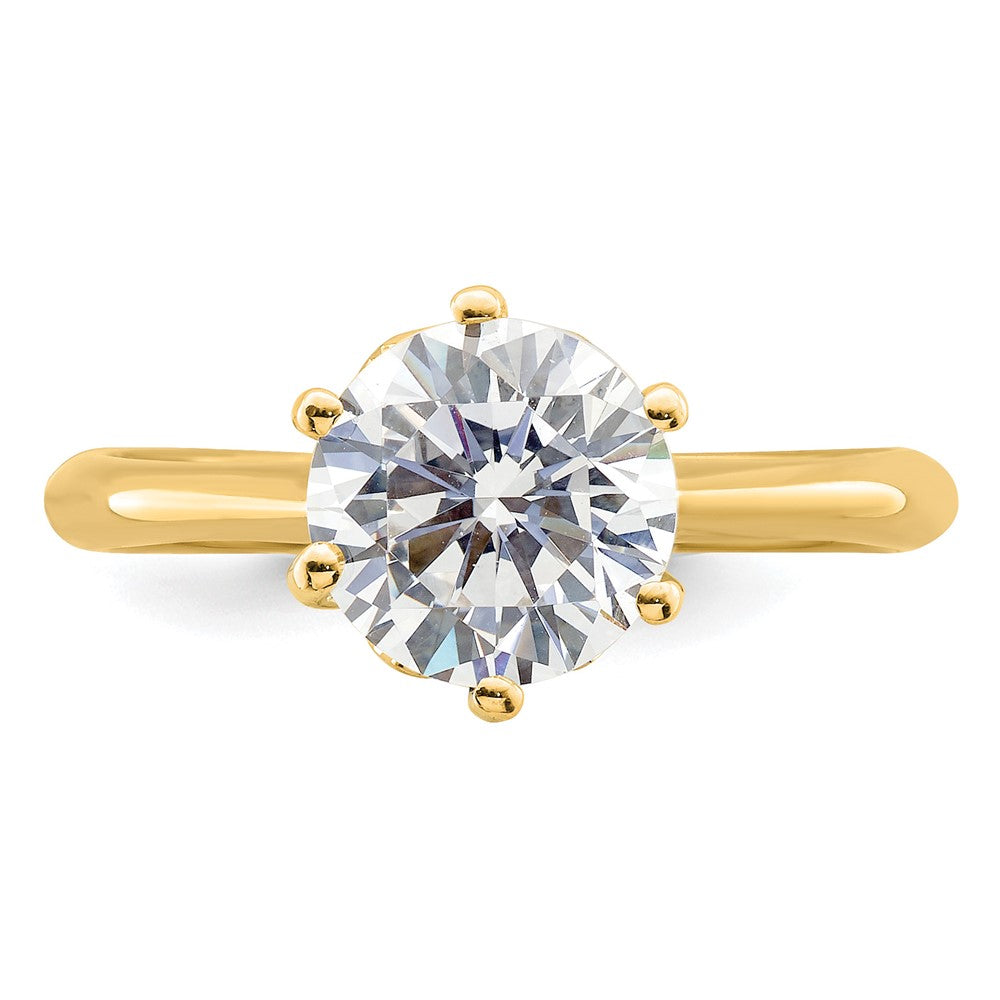 14K Yellow Gold (Holds 2 carat (8.20 mm) Round) 4-Prong with 1/20 carat Diamond Leaf Design Semi-Mount Engagement Ring