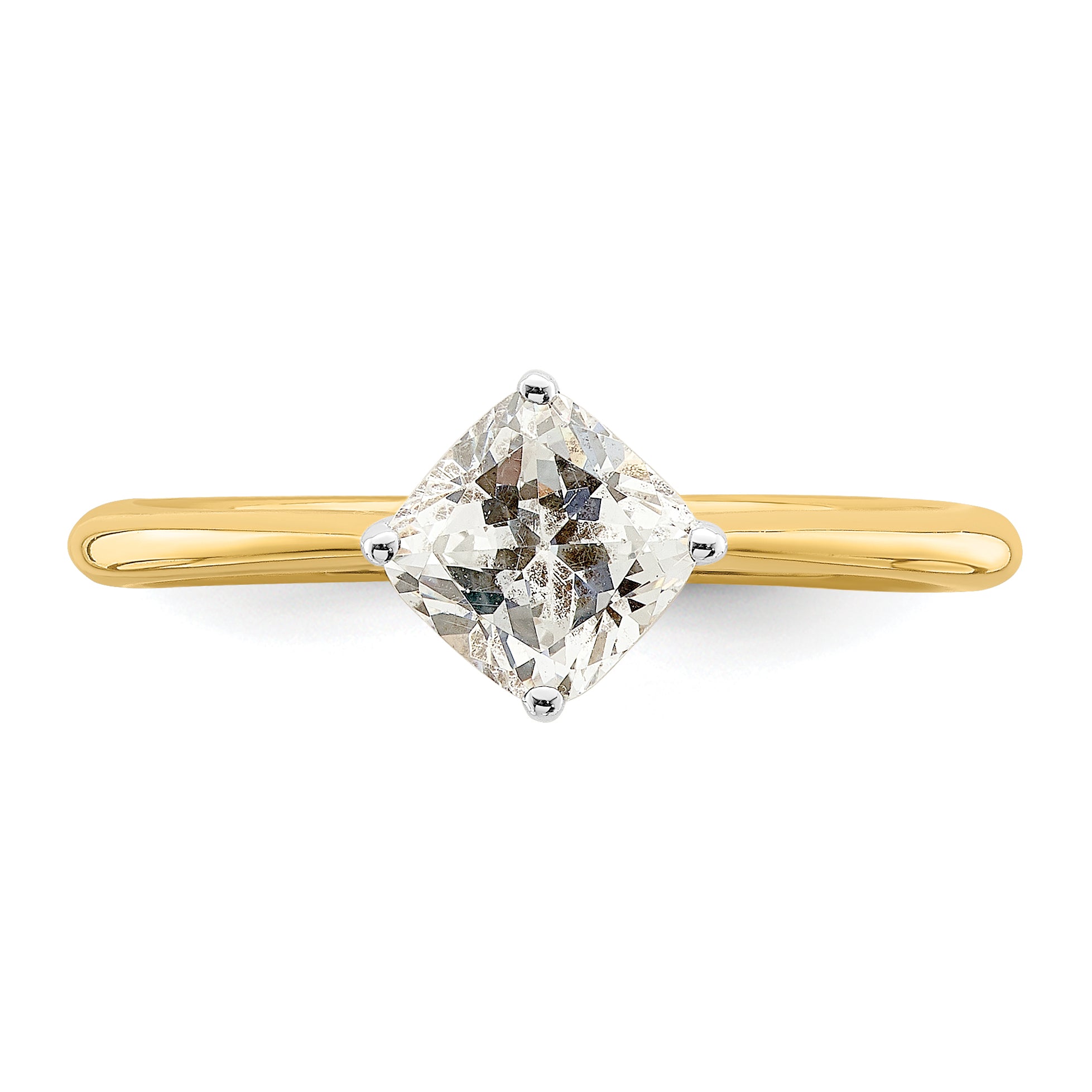 14K Yellow Gold (Holds 1 Carat (6.00 mm) Cushion Cut) 4 Prong With .03 Diamond Leaf Design Semi Mount Engagement Ring