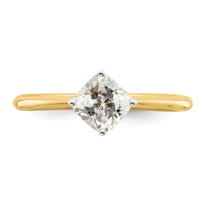 14K Yellow Gold (Holds 1 Carat (6.00 mm) Cushion Cut) 4 Prong With .03 Diamond Leaf Design Semi Mount Engagement Ring