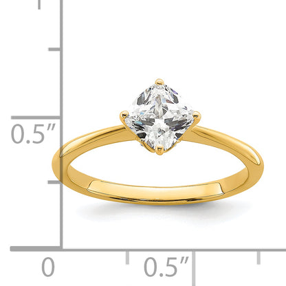 14K Yellow Gold (Holds 1 Carat (6.00 mm) Cushion Cut) 4 Prong With .03 Diamond Leaf Design Semi Mount Engagement Ring