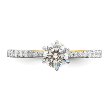 14K Yellow Gold Leaf Design (Holds 1/2 Carat (5.2mm) Round Center) 1/4 Diamond Semi Mount Engagement Ring