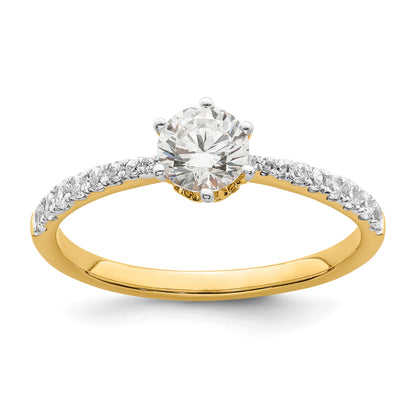 14K Yellow Gold Leaf Design (Holds 1/2 Carat (5.2mm) Round Center) 1/4 Diamond Semi Mount Engagement Ring