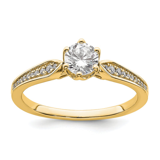 14K Yellow Gold (Holds 1/2 Carat (5.2mm) Round Center) 1/15 Diamond Semi Mount Engagement Ring