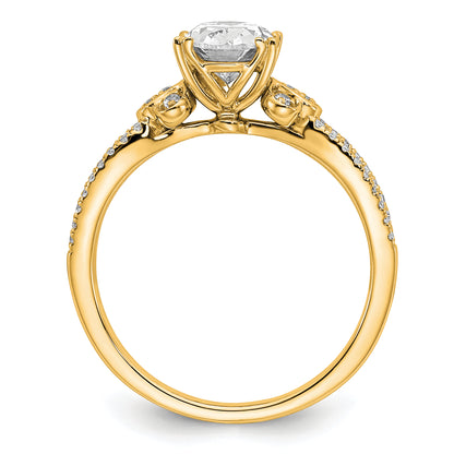 14K Yellow Gold Split Shank (Holds 1 Carat (8.00X6.1mm) Oval Center) 1/6 Diamond Semi Mount Engagement Ring