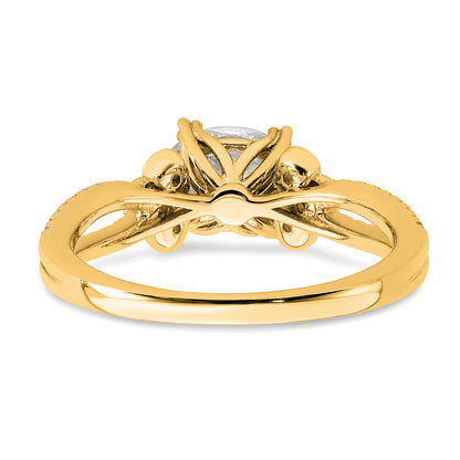 14K Yellow Gold Split Shank (Holds 1 Carat (8.00X6.1mm) Oval Center) 1/6 Diamond Semi Mount Engagement Ring