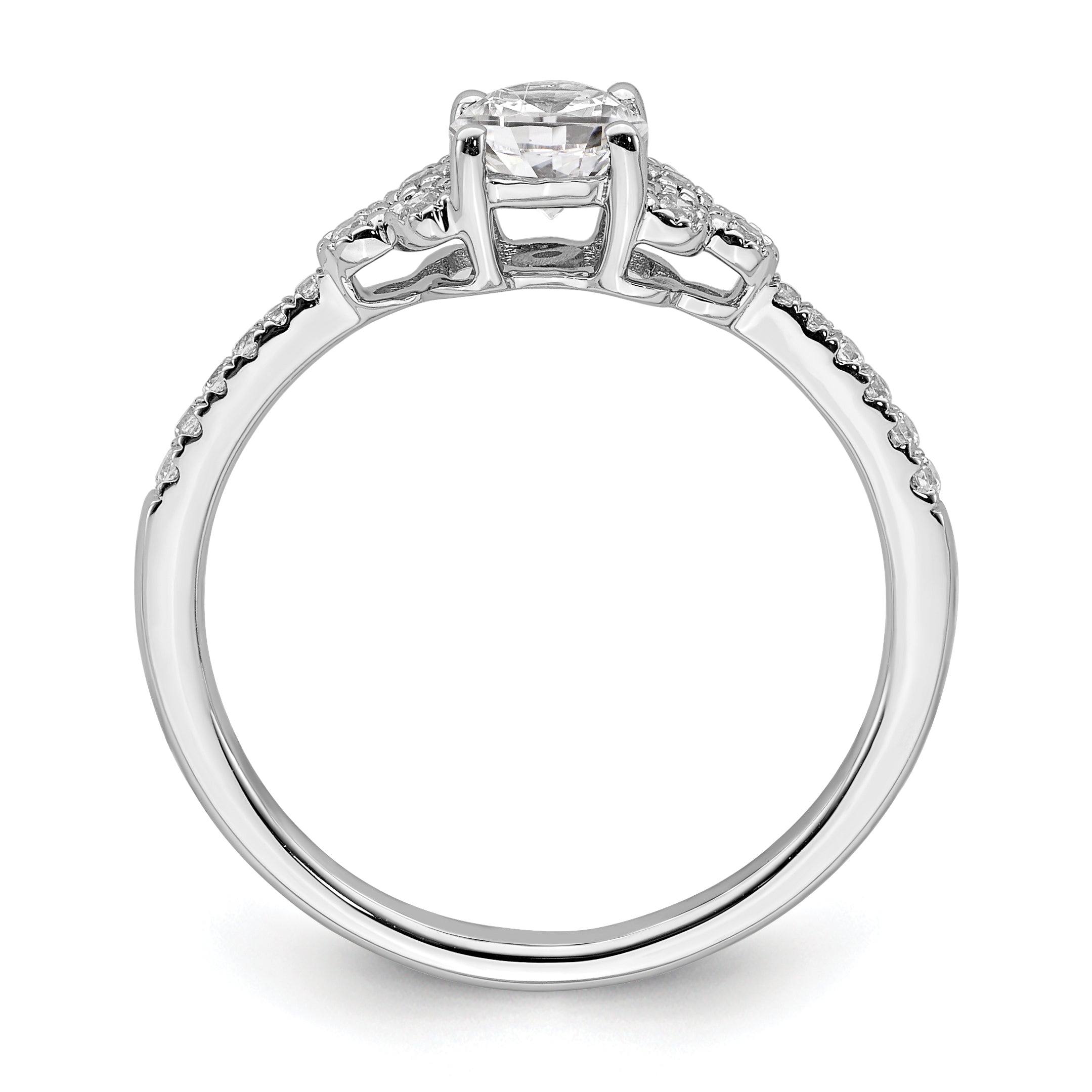 14K White Gold (Holds 1/2 Carat (5.2mm) Round Center) 1/8 Diamond Semi Mount Engagement Ring