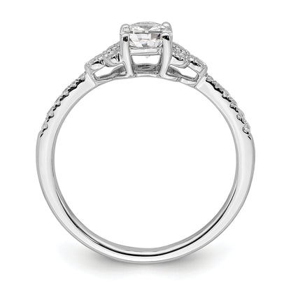 14K White Gold (Holds 1/2 Carat (5.2mm) Round Center) 1/8 Diamond Semi Mount Engagement Ring
