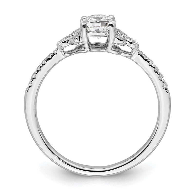 14K White Gold (Holds 1/2 Carat (5.2mm) Round Center) 1/8 Diamond Semi Mount Engagement Ring