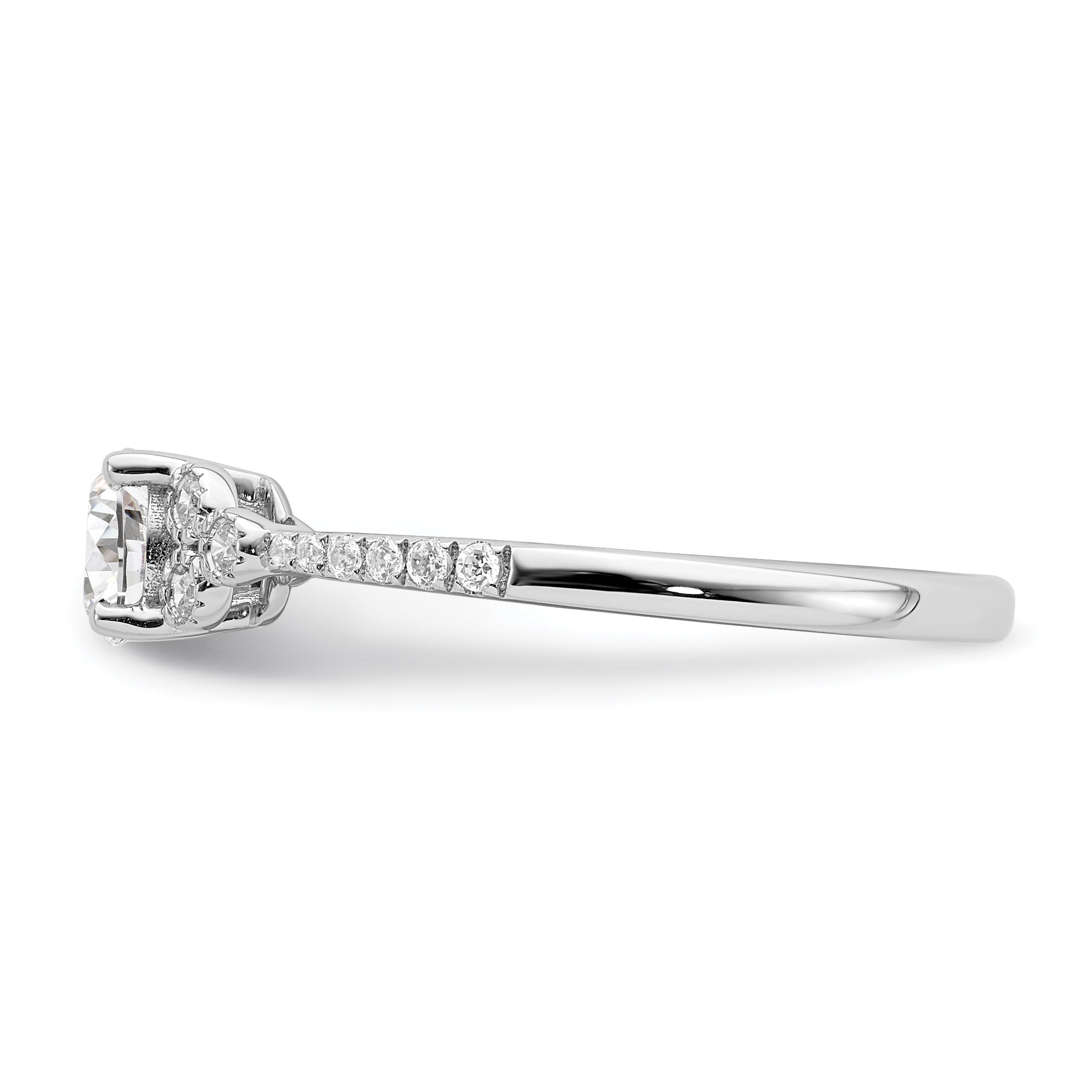 14K White Gold (Holds 1/2 Carat (5.2mm) Round Center) 1/8 Diamond Semi Mount Engagement Ring