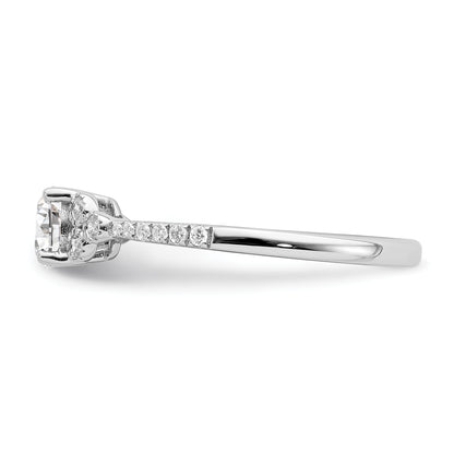 14K White Gold (Holds 1/2 Carat (5.2mm) Round Center) 1/8 Diamond Semi Mount Engagement Ring