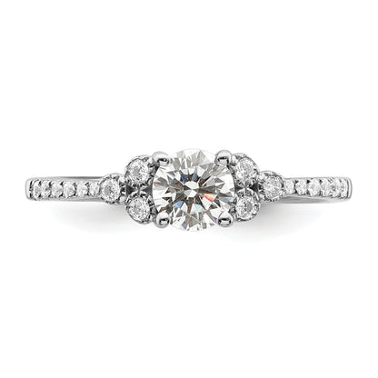 14K White Gold (Holds 1/2 Carat (5.2mm) Round Center) 1/8 Diamond Semi Mount Engagement Ring