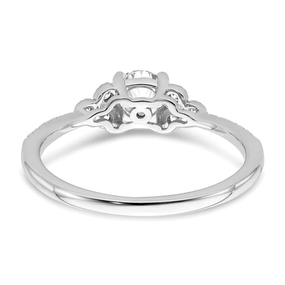 14K White Gold (Holds 1/2 Carat (5.2mm) Round Center) 1/8 Diamond Semi Mount Engagement Ring