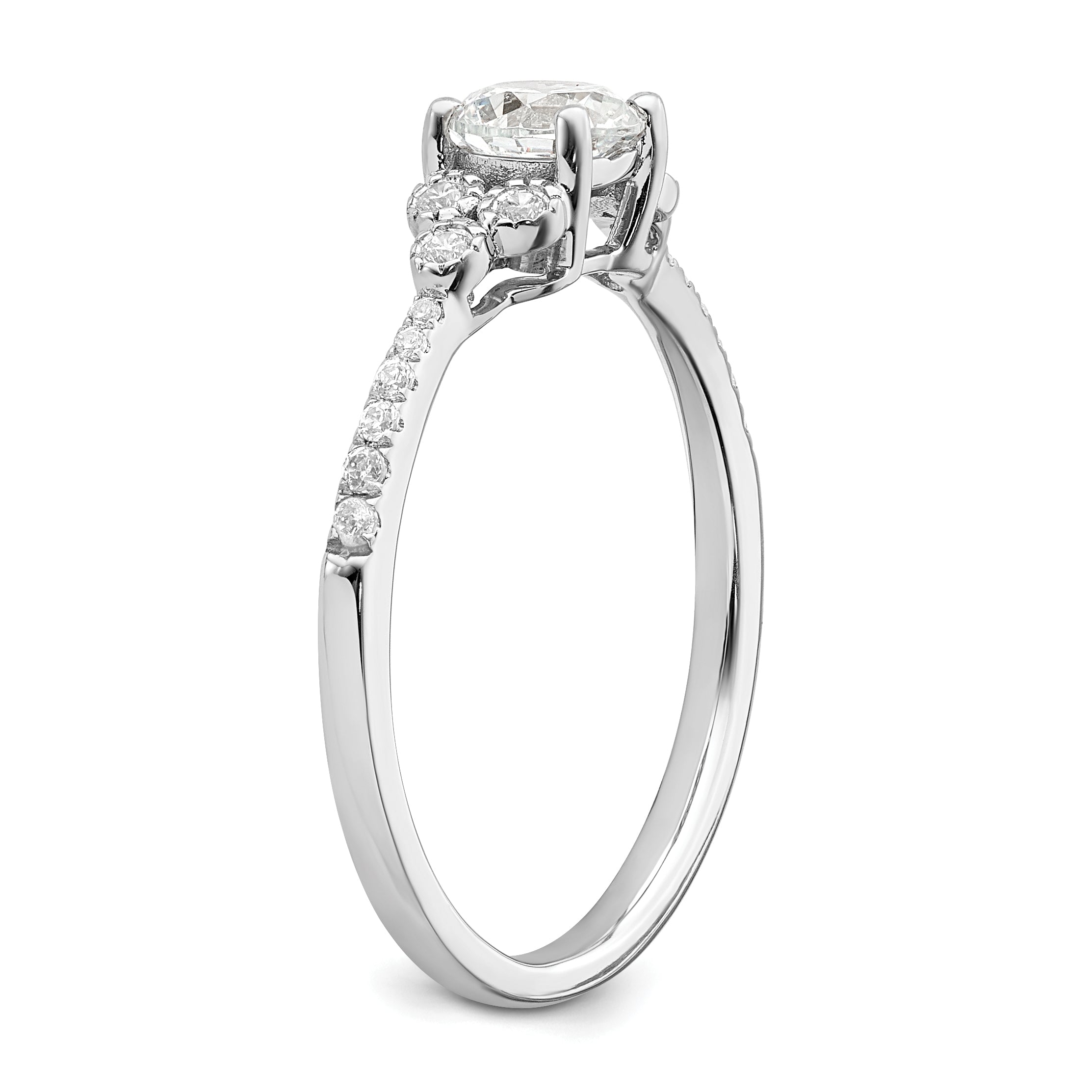 14K White Gold (Holds 1/2 Carat (5.2mm) Round Center) 1/8 Diamond Semi Mount Engagement Ring