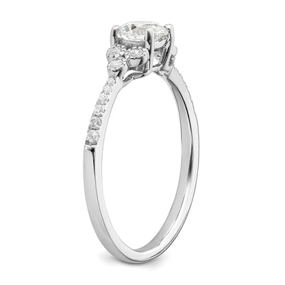14K White Gold (Holds 1/2 Carat (5.2mm) Round Center) 1/8 Diamond Semi Mount Engagement Ring