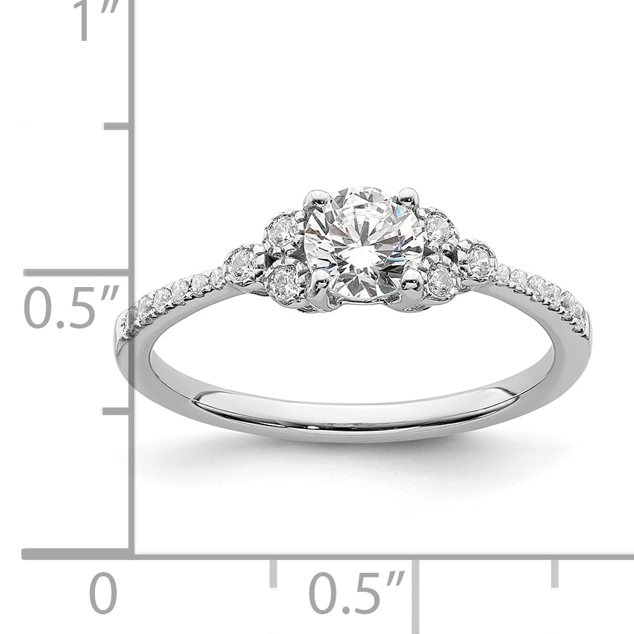 14K White Gold (Holds 1/2 Carat (5.2mm) Round Center) 1/8 Diamond Semi Mount Engagement Ring