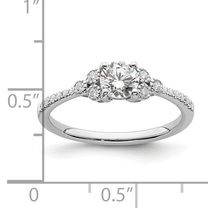 14K White Gold (Holds 1/2 Carat (5.2mm) Round Center) 1/8 Diamond Semi Mount Engagement Ring