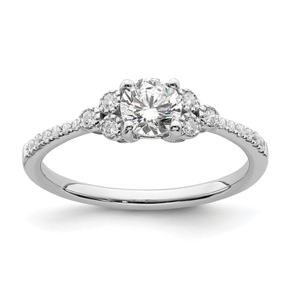 14K White Gold (Holds 1/2 Carat (5.2mm) Round Center) 1/8 Diamond Semi Mount Engagement Ring