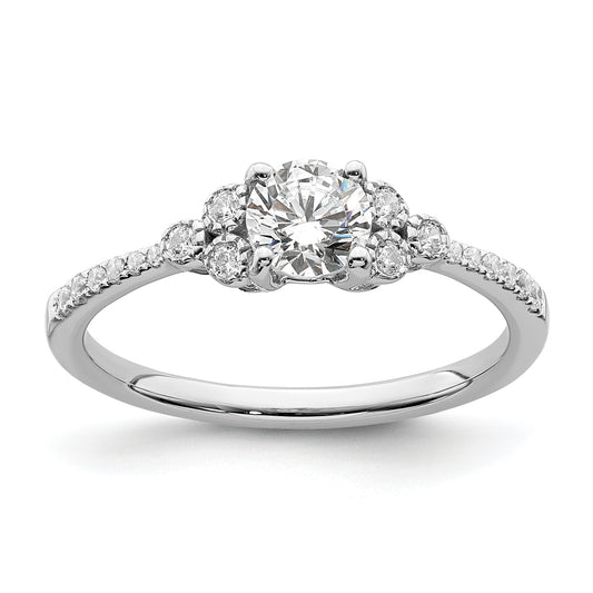 14K White Gold (Holds 1/2 Carat (5.2mm) Round Center) 1/8 Diamond Semi Mount Engagement Ring