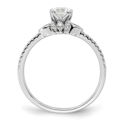 14K White Gold (Holds 1/2 Carat (5.2mm) Round Center) 1/6 Diamond Semi Mount Engagement Ring