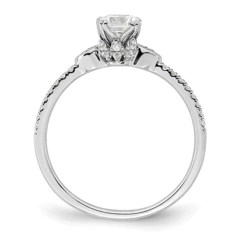 14K White Gold (Holds 1/2 Carat (5.2mm) Round Center) 1/6 Diamond Semi Mount Engagement Ring