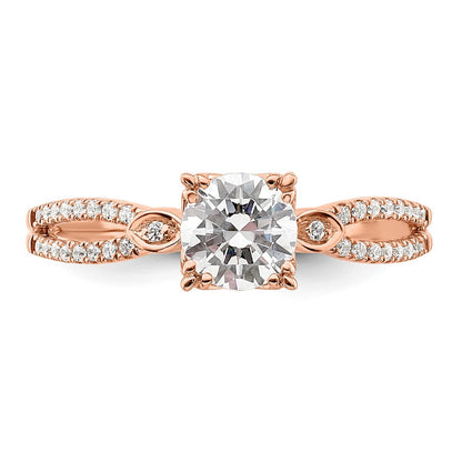 14K Rose Gold 2-Row (Holds 3/4 carat (5.8mm) Round Center) 1/8 carat Diamond Semi-Mount Engagment Ring