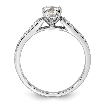 14K White Gold (Holds 1/2 Carat (5.2mm) Round Center) 1/6 Diamond Semi Mount Engagement Ring