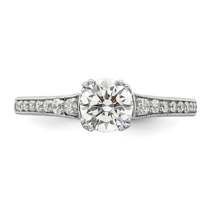 14K White Gold (Holds 3/4 carat (5.8mm) Round Center) 1/6 carat Diamond Semi-Mount Engagement Ring