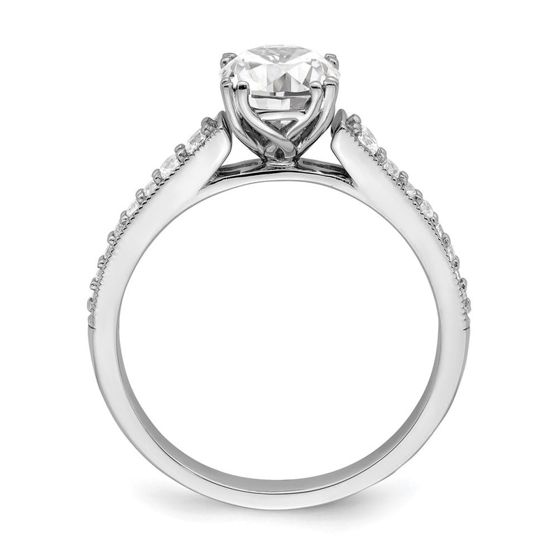 14K White Gold (Holds 1 carat (6.5mm) Round Center) 1/5 carat Diamond Semi-Mount Engagement Ring
