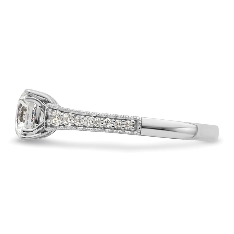 14K White Gold (Holds 1 carat (6.5mm) Round Center) 1/5 carat Diamond Semi-Mount Engagement Ring