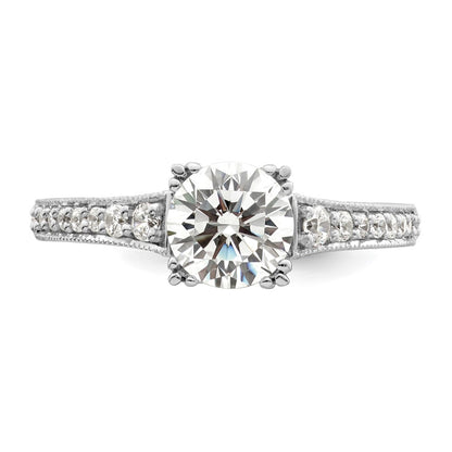 14K White Gold (Holds 1 carat (6.5mm) Round Center) 1/5 carat Diamond Semi-Mount Engagement Ring