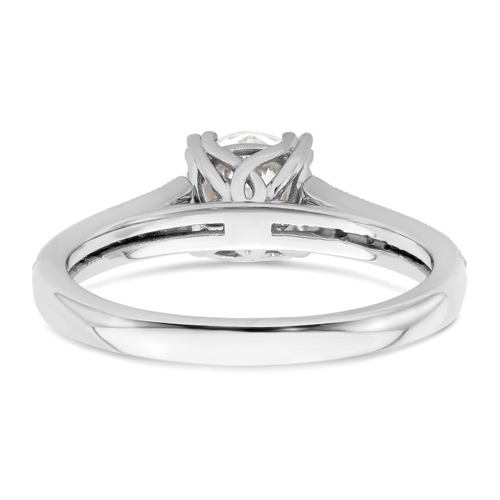 14K White Gold (Holds 1 carat (6.5mm) Round Center) 1/5 carat Diamond Semi-Mount Engagement Ring