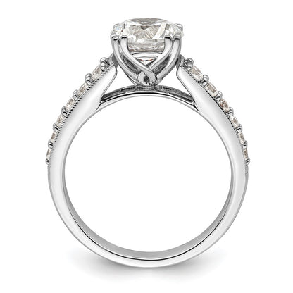 14K White Gold (Holds 1.5 carat (7.5mm) Round Center) 1/3 carat Diamond Semi-Mount Engagement Ring