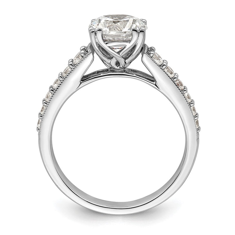 14K White Gold (Holds 1.5 carat (7.5mm) Round Center) 1/3 carat Diamond Semi-Mount Engagement Ring