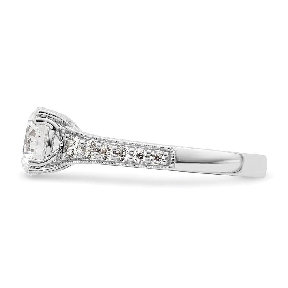 14K White Gold (Holds 1.5 carat (7.5mm) Round Center) 1/3 carat Diamond Semi-Mount Engagement Ring