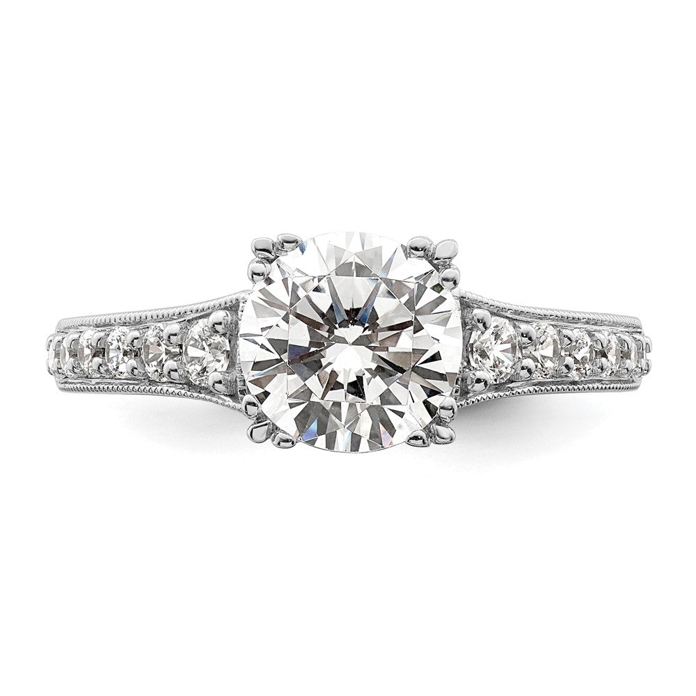 14K White Gold (Holds 1.5 carat (7.5mm) Round Center) 1/3 carat Diamond Semi-Mount Engagement Ring