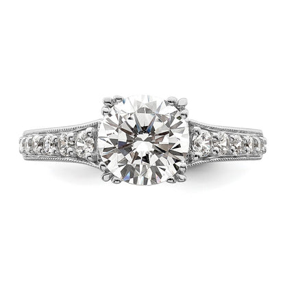 14K White Gold (Holds 1.5 carat (7.5mm) Round Center) 1/3 carat Diamond Semi-Mount Engagement Ring