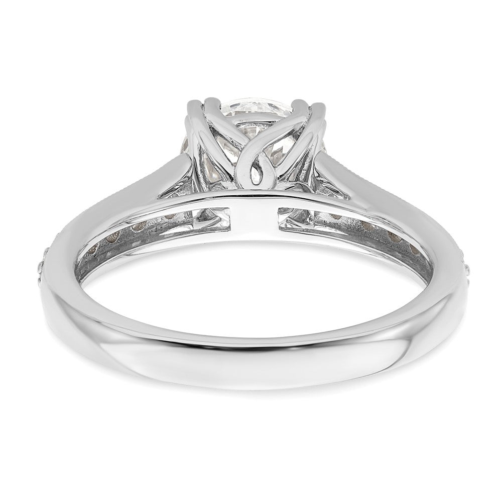 14K White Gold (Holds 1.5 carat (7.5mm) Round Center) 1/3 carat Diamond Semi-Mount Engagement Ring
