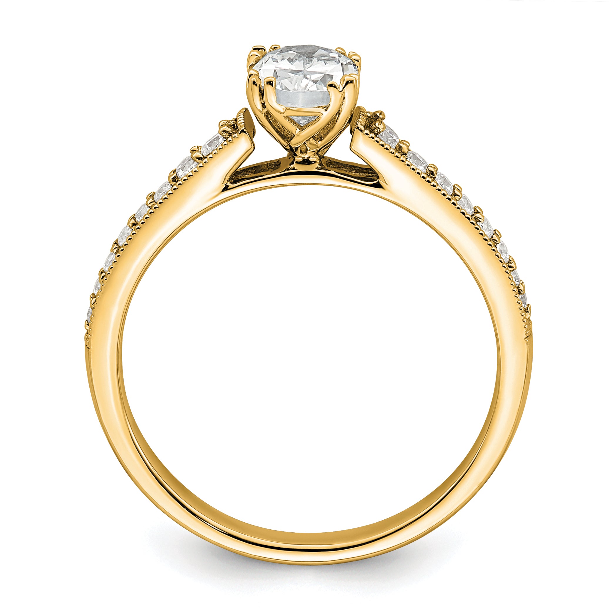 14K Yellow Gold Polish 1/2Ct Oval Semi Mount Engagement Dia Ring